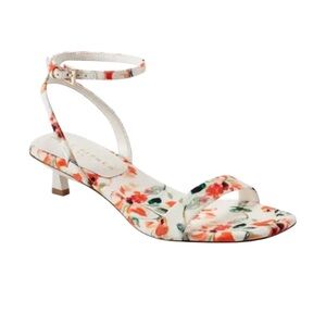 Marc Fisher Alona White Floral Kitten Heel Ankle Strap Sandals – Sz 8M